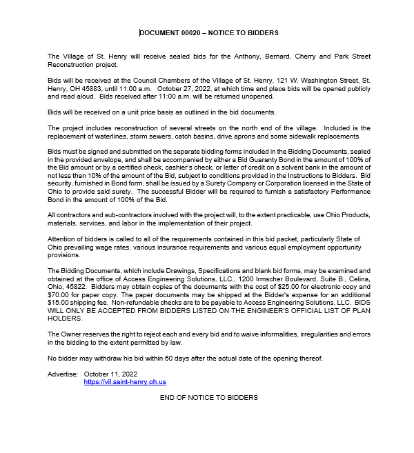 Village of St. Henry